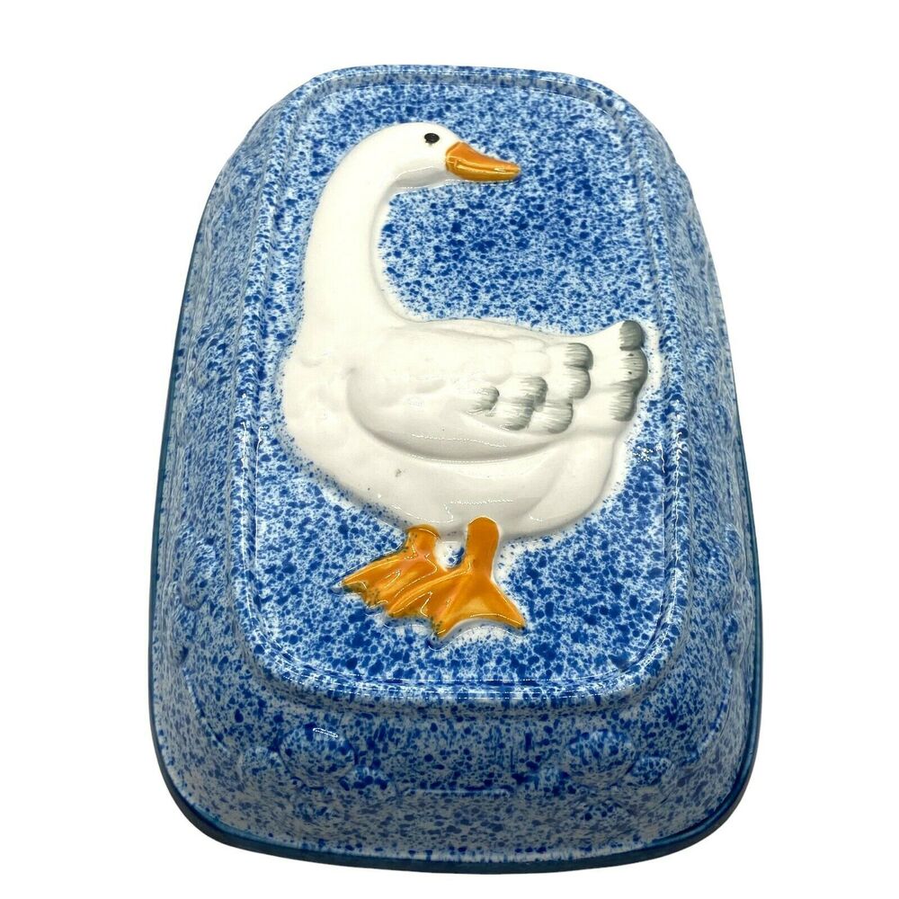 Goose Pan Wall Hanging Vintage Towle Gailstyn Sutton Blue Hand Painted 11"X8"X3"